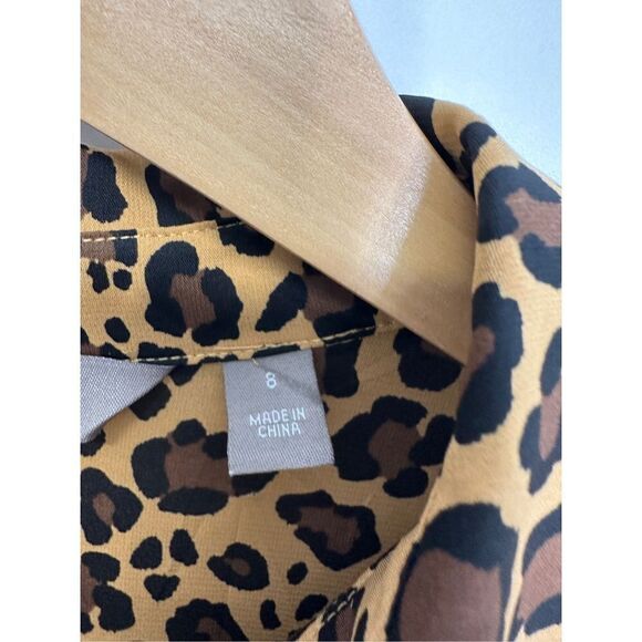 Motto Button Front Womens Animal Print Shirt Long Sleeve Size 8 - Picture 4 of 8